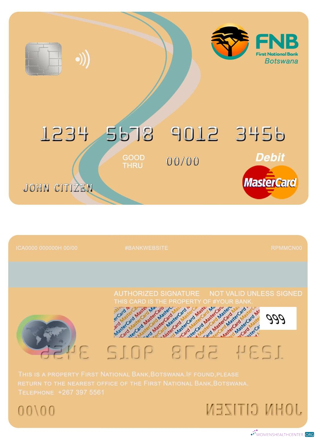 Download Botswana First National bank mastercard Photoshop template